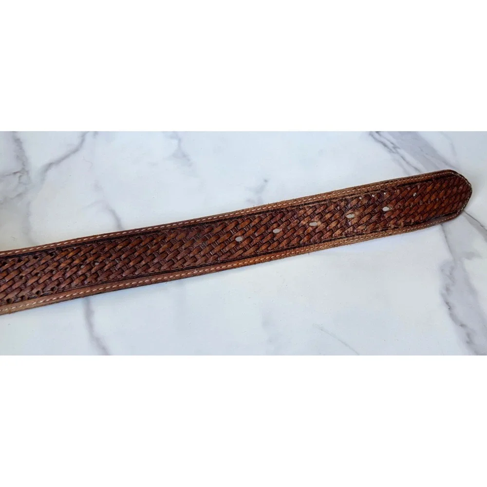 Leather Horsehair Inlay Basketweave Western Belt Brown 34 Soutwest